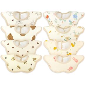 EllieHouse Baby Bibs for Girls Boys 8 Pack Muslin Drool Teeth Drooling Teething Bibs Muslin Cotton for Toddler Infant