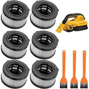 （6Pack）DC5151H Replacement HEPA Filter for DEWALT DC5151H DC515 DCV517 Wet Dry Vacuum -with 3 Cleaning Brushes by Beilan，Washable Reusable Vacuum Filter