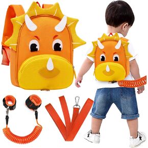 Accmor Toddler Harness Backpack Backpack Leash ، حقائب الظهر اللطيفة للديناصور مع رابط معصم مضاد للمعصم ، حقيبة ظهر للأطفال مع Baby Boys Girls ، Mini Toddler Back Pack Tether for Outdoor Travel (Orange) in Kuwait