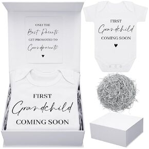 4 Pcs Pregnancy Announcement for Husband, Hello Daddy Baby Bodysuit, Hello Daddy Pregnancy Reveal Card Baby Reveal Gift Box Surprise Baby Announcement Gifts Set for Husband Partner