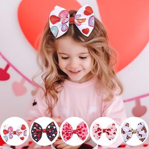 Valentine's Day Hair Bow Alligator Clips Set Glitter Sequins Leopard Print Heart Hair Barrettes Letter Pattern Hair Accessories for Girls Baby (Glitter Red Heart A)