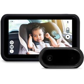 Tiny Traveler Baby Monitor - Tiny Basic Kit (TT002BC) - Baby Car Monitor Camera with Sound, Auto Night Vision HD 720p 5" Touchscreen LCD Monitor, Rear Facing Car Seat Camera, Type-C Cable, Black