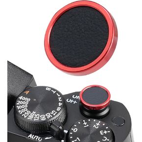 FocusFoto 2-Pack Camera Shutter Button PU Leather Soft Shutter Release Button Fits for Fuji X-M5 X-T50 X100VI X-T5 X-T4 X-T3 X-T30 II X-E3, for Nikon ZF DF, for Leica M10 M9 M8 M7 (Red with Black)