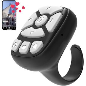 Gesuian Scrolling Ring for iphone,iPad, ios,Fingertip Wireless Bluetooth Remote Control,Tiktok Scrolling Ring with finger remote(S22-White)