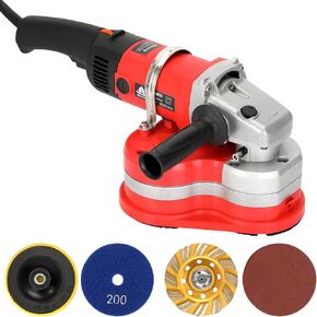 Electric Diamond Polisher Machine 8" Diameter Ggrinding with Three 4"Metal Sanding Ddiscs，3800W Concrete Grinder，6-speed control Concrete Surface Grinder for All Types of Stones as Granite, Concrete