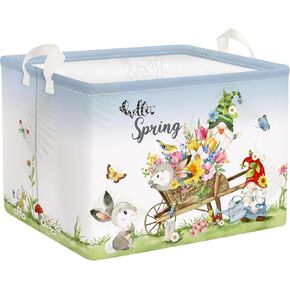 Clastyle Spring Garden Butterfly Bird Flower Gift Basket Rectangle Daisy Sunflower Violet Tulip Book Shelf Basket Easter Truck Gnome Bunny Clothes Towel Toy Bin