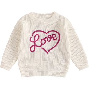 Baby Girl Valentines Knit Sweater Long Sleeve Love Heart Sweatshirt Rolls Fall Winter Clothes Valentines Outfits