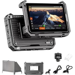 VILTROX DC-X2 6 Inch Touchscreen Camera Field Monitor with Rig Cage, Professional Photographic Monitor 4K HDMI 1.4, 2000 nits, Camera Monitor with Battery, Sunshade Hood, USB A 3D Lut