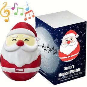 Santa's Musical Wobble Toy, Rechargeable Sata Claus Roly-Poly Toy with Music - Multi-Functional Holiday Decor Christmas Decoration Alert System