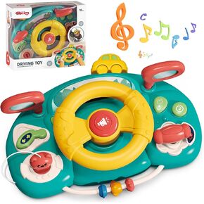 Steering Wheel Toy,Montessori Toys Sensory Toys for Girls and Boy 18 Month+ Driving Toy Pull String Toy Gifts for Kids Educational Travel Toddler Toys for 2 3 4 5+ Years Old (Red)