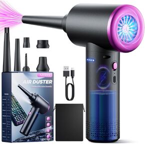 Cordless Compressed Air Duster - 100000RPM High-Power Dust Blower, 11000PA Strong Suction, Rechargeable Battery, LED Light, Suitable for Room, Car, Keyboard, Computer, and Electronics Cleaning