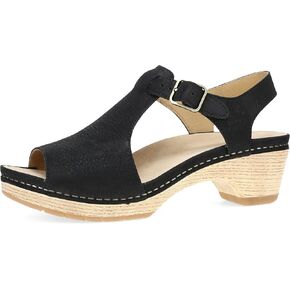 Dansko Laverne Peep-Toe Sandals for Women – T-Strap Design with Stain Resistant Nubuck Leathers