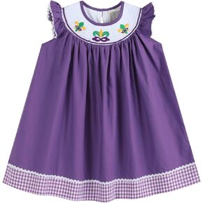 Lil cactus Baby and Girls Smocked Mardi Gras Bishop Dress