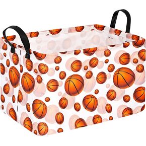 Rectangle Balls Pattern Kids Gift Storage Basket Shelf Storage Basket Organizer Box Clothes Laundry Hamper Toys Nursery Basket Baby Laundry Basket with Handles
