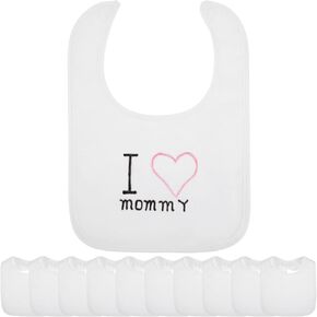 Toulite 10 Pcs White Bibs for Baby Washable Reusable Waterproof Feeder Bibs Cotton Baby Bibs with Double Sided Design