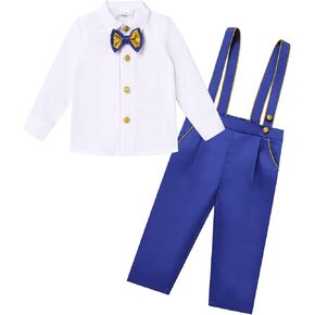 IDOPIP Baptism Christening Outfits for Boys Toddler Baby Wedding Birthday Outfit Gentleman Bowtie Shirt Suspenders Pants Suit