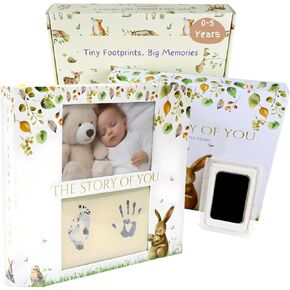 A Timeless Baby Memory Book for a Baby Boy or Girl 180 Pages from Pregnancy to Age 5 Cherish Every Memory with Space for 100 plus Photos Customizable Front Cover Gift Box and Footprint Kit Included