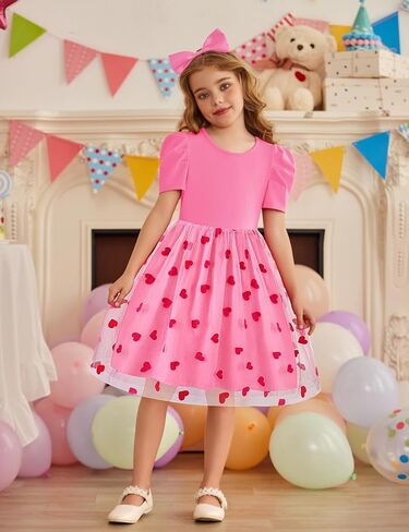 Arshiner Toddler Girls Tutu Dresses Party الرسمية عيد ميلاد الصيف نفخة قصيرة الأكمام تول الفتيات الصغيرات in Kuwait