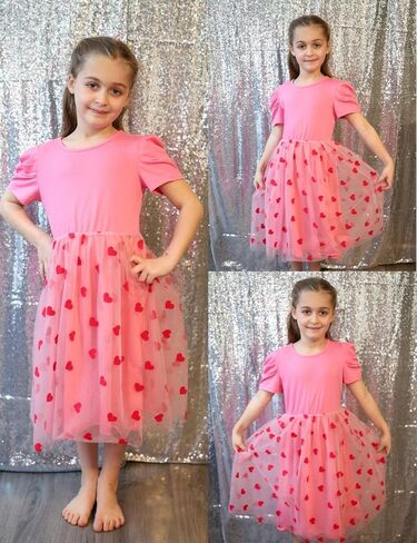 Arshiner Toddler Girls Tutu Dresses Party الرسمية عيد ميلاد الصيف نفخة قصيرة الأكمام تول الفتيات الصغيرات in Kuwait