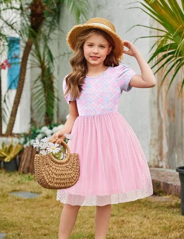 Arshiner Toddler Girls Tutu Dresses Party الرسمية عيد ميلاد الصيف نفخة قصيرة الأكمام تول الفتيات الصغيرات in Kuwait