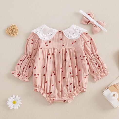 My First Valentines Day Baby Girl Outfit Newborn Heart Bubble Romper Onesie Valentines Spring Outfits Clothes in Kuwait