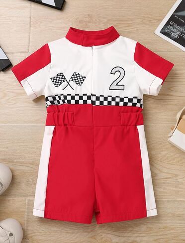 OBEEII Baby Boys 1st 2nd Birthday Outfit Girls Race Car Driver Romper Cake Smash Photoshoot Jumpsuit One Piece Racer Outfit in Saudi Arabia