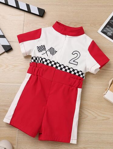 OBEEII Baby Boys 1st 2nd Birthday Outfit Girls Race Car Driver Romper Cake Smash Photoshoot Jumpsuit One Piece Racer Outfit in Saudi Arabia