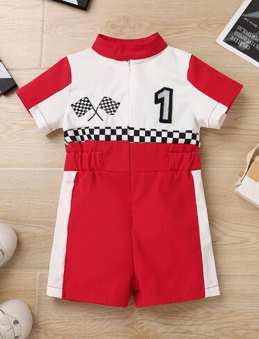 OBEEII Baby Boys 1st 2nd Birthday Outfit Girls Race Car Driver Romper Cake Smash Photoshoot Jumpsuit One Piece Racer Outfit in Saudi Arabia
