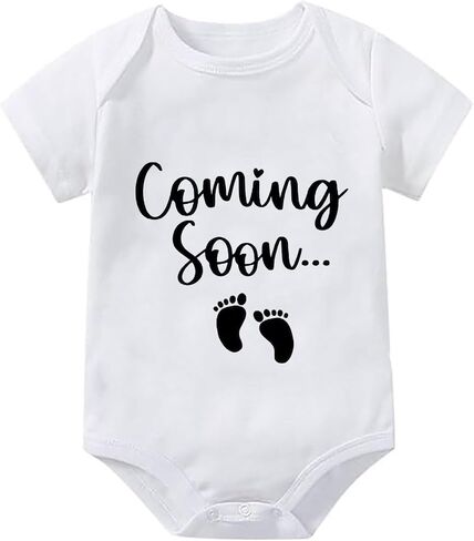 Coming Soon Pregnancy Announcement Infant Romper Baby Girl Bodysuit Short Sleeve Baby Clothes in Kuwait