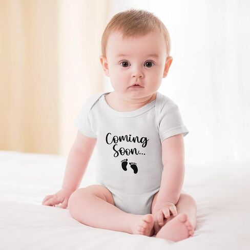Coming Soon Pregnancy Announcement Infant Romper Baby Girl Bodysuit Short Sleeve Baby Clothes in Kuwait