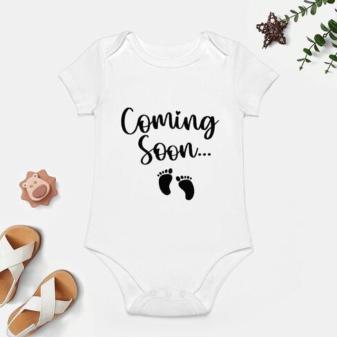 Coming Soon Pregnancy Announcement Infant Romper Baby Girl Bodysuit Short Sleeve Baby Clothes in Kuwait