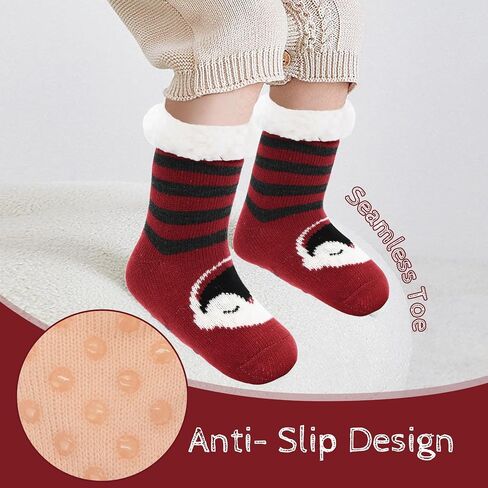 Zando Kids Fuzzy Socks with Grips Toddler Slipper Socks Baby Christmas Socks Boys Girls Winter Socks Cozy Socks for Kids in Kuwait