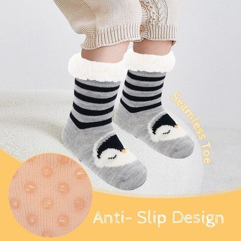Zando Kids Girls Boys Slipper Socks Fluffy Socks Christmas Warm Fleece Fuzzy Socks Non-Skid Animal Thick Grip Socks in Saudi Arabia