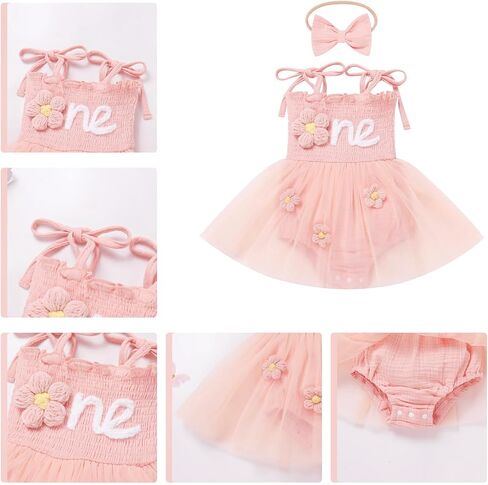 Baby Girls 1st Birthday Outfit Spaghetti Straps Romper Tutu Dress Onder One Year Party Cake Smash Photoshoot Outfits in Kuwait
