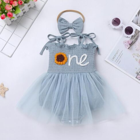 Baby Girls 1st Birthday Outfit Spaghetti Straps Romper Tutu Dress Onder One Year Party Cake Smash Photoshoot Outfits in Kuwait