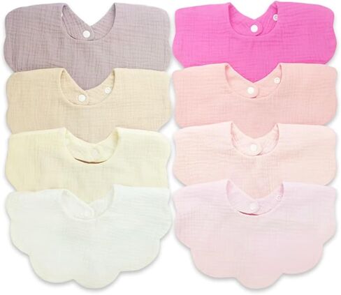 EllieHouse Baby Bibs for Girls Boys 8 Pack Muslin Drool Teeth Drooling Teething Bibs Muslin Cotton for Toddler Infant in Saudi Arabia