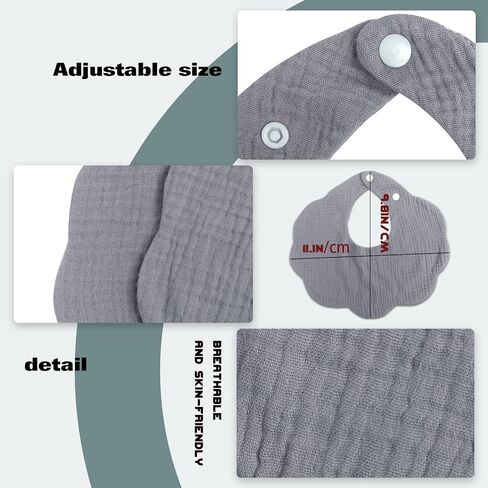EllieHouse Baby Bibs for Girls Boys 8 Pack Muslin Drool Teeth Drooling Teething Bibs Muslin Cotton for Toddler Infant in Saudi Arabia