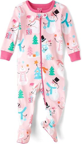 The Children's Place Baby Girls' and Toddler Long Sleeve 100% Cotton Zip-Front One Piece Footed Pajama in Saudi Arabia