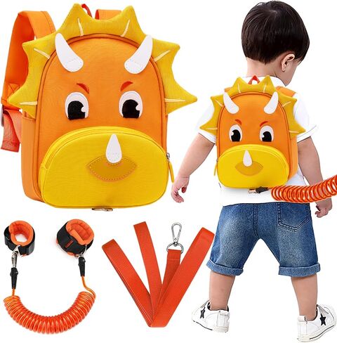 Accmor Toddler Harness Backpack Backpack Leash ، حقائب الظهر اللطيفة للديناصور مع رابط معصم مضاد للمعصم ، حقيبة ظهر للأطفال مع Baby Boys Girls ، Mini Toddler Back Pack Tether for Outdoor Travel (Orange) in Kuwait