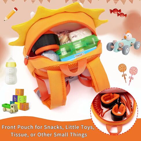 Accmor Toddler Harness Backpack Backpack Leash ، حقائب الظهر اللطيفة للديناصور مع رابط معصم مضاد للمعصم ، حقيبة ظهر للأطفال مع Baby Boys Girls ، Mini Toddler Back Pack Tether for Outdoor Travel (Orange) in Kuwait