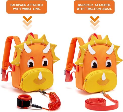 Accmor Toddler Harness Backpack Backpack Leash ، حقائب الظهر اللطيفة للديناصور مع رابط معصم مضاد للمعصم ، حقيبة ظهر للأطفال مع Baby Boys Girls ، Mini Toddler Back Pack Tether for Outdoor Travel (Orange) in Kuwait