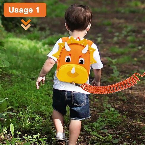 Accmor Toddler Harness Backpack Backpack Leash ، حقائب الظهر اللطيفة للديناصور مع رابط معصم مضاد للمعصم ، حقيبة ظهر للأطفال مع Baby Boys Girls ، Mini Toddler Back Pack Tether for Outdoor Travel (Orange) in Kuwait