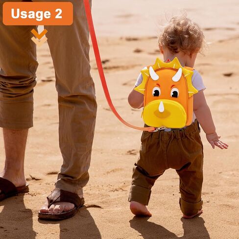 Accmor Toddler Harness Backpack Backpack Leash ، حقائب الظهر اللطيفة للديناصور مع رابط معصم مضاد للمعصم ، حقيبة ظهر للأطفال مع Baby Boys Girls ، Mini Toddler Back Pack Tether for Outdoor Travel (Orange) in Kuwait