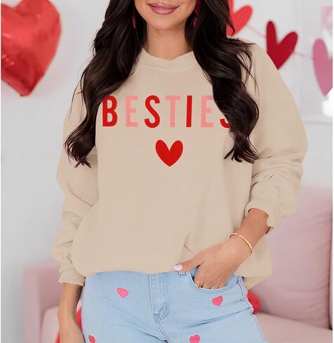 CM C&M WODRO Valentine’s Day Family Matching Sweatshirt Mom and Kid Cute Besties Heart Shirt Lightweight Long Sleeve Tops in Saudi Arabia