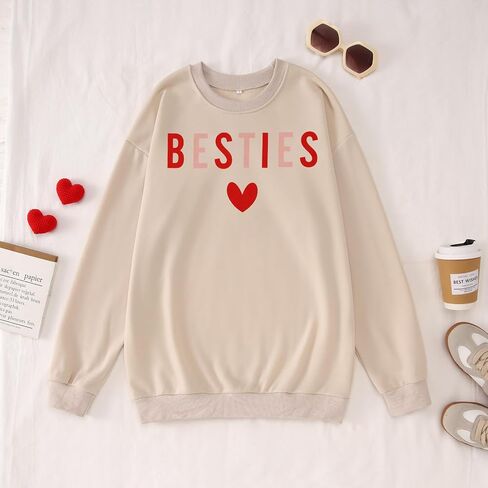 CM C&M WODRO Valentine’s Day Family Matching Sweatshirt Mom and Kid Cute Besties Heart Shirt Lightweight Long Sleeve Tops in Saudi Arabia
