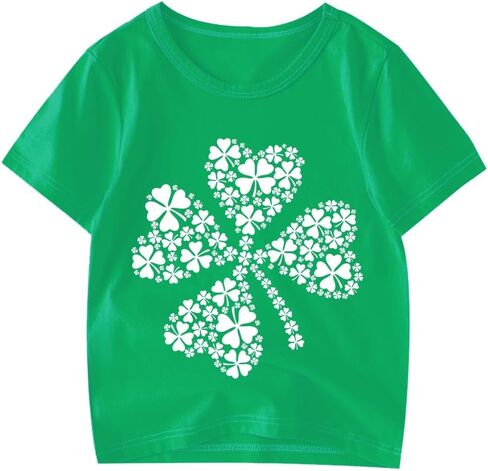 Kids St Patricks Day Shirt Boys Girls Irish Shamrock Clover Lucky Dinosaur Graphic Tees Toddler Short Sleeve T-Shirt Top in Saudi Arabia