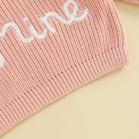 Honganda Cute Infant Baby Girl Cable Knit Oversized Sweater Heart Letter Embroidery Pullovers Jumpers Top for Valentine's Day in Kuwait