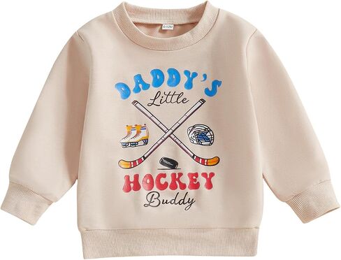 Toddler Hockey Outfit Baby Boy Girl Daddy’s Little Hockey Buddy Sweatshirt Long Sleeve Pullover Kids Winter Clothes in Kuwait