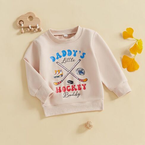 Toddler Hockey Outfit Baby Boy Girl Daddy’s Little Hockey Buddy Sweatshirt Long Sleeve Pullover Kids Winter Clothes in Kuwait