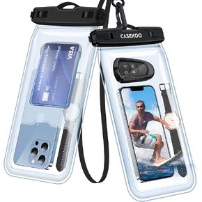 CASEKOO [لا يتسرب أبدًا ومضاد للفقد] جراب هاتف عائم مقاوم للماء [حقيبة هوائية خلفية كبيرة جدًا] جراب هاتف خلوي مقاوم للماء بطول 115 قدمًا لهاتف iPhone 14/13/12 Pro Max Samsung S23/S22 Ultra يصل إلى 8 بوصات أسود in Kuwait